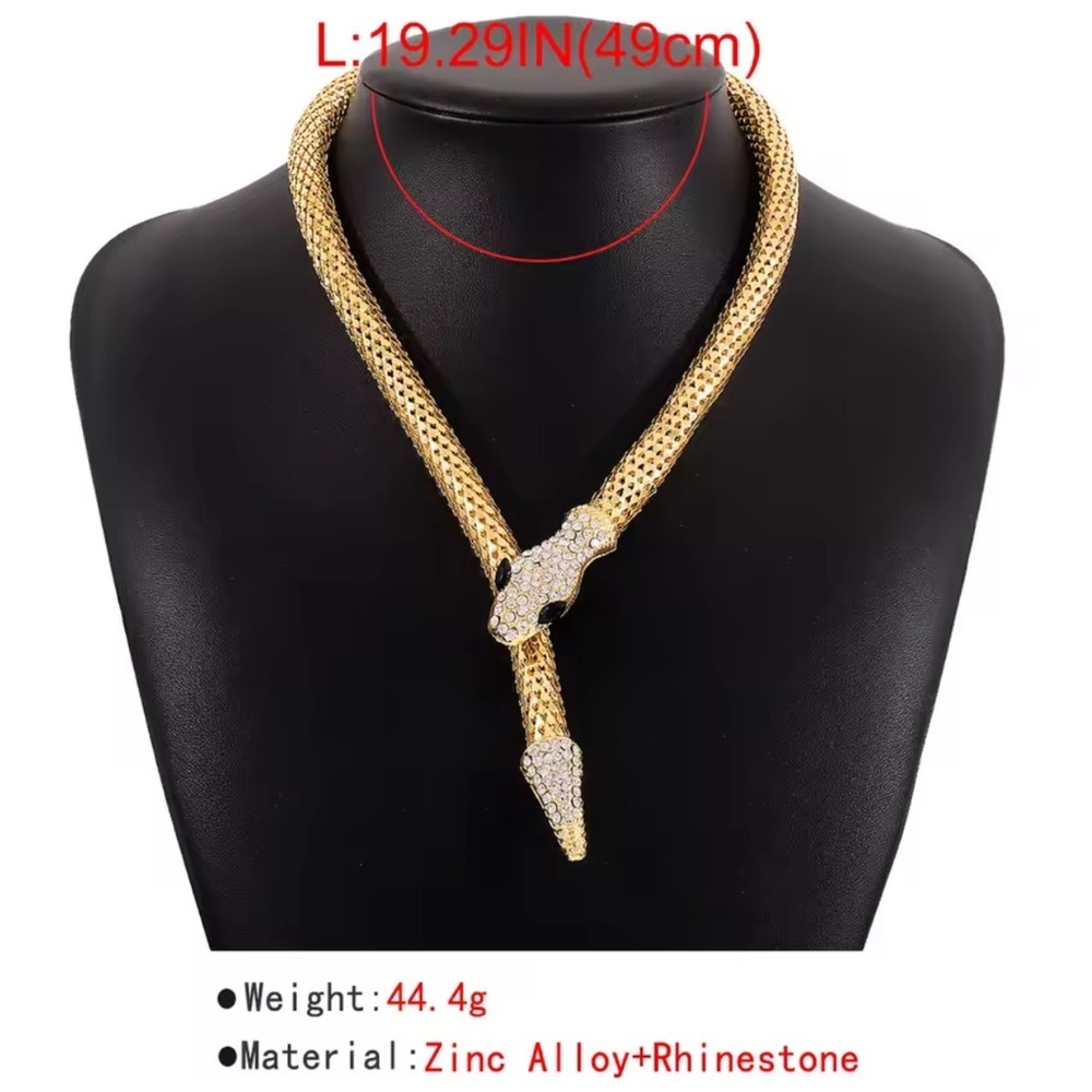 Lux Serpenti serpentine wrap multi diamonds Gold Snake Necklace - Picture 11 of 11